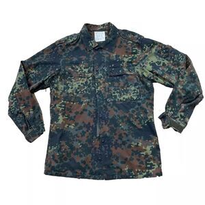 GERMAN Camo Military Jacket Men Large Flecktarn Army Green Zip Snap Bomber 1994